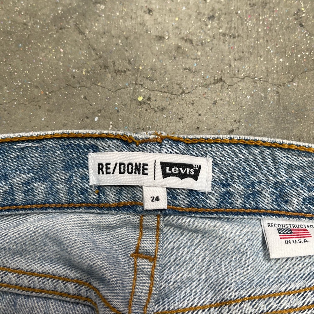 RE/DONE Straight Leg Distressed High Rise Studded Jeans 24 - Picture 3 of 10